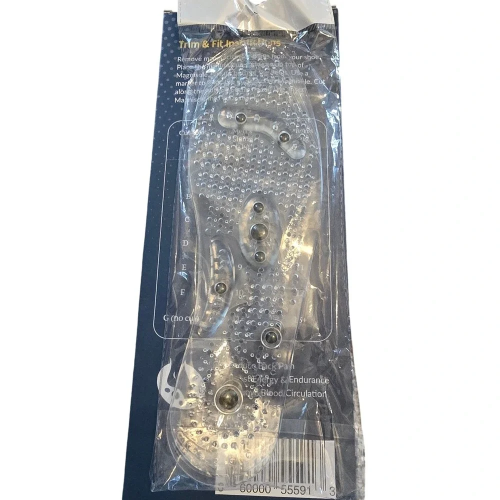 Magnisole Magnetic Acupressure Insoles Unisex One Size Clear Trim to Fit New
